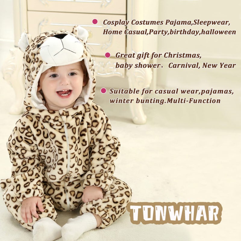 TONWHAR Unisex-Baby Animal Onesie Costume Cartoon Animal Outfit Homewear Kids' One-Piece Rompers(18-24 Months, Leopard) - Image 5
